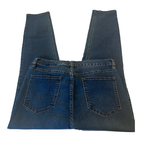 Free People Dark Denim High Waist High Rise Straight Leg Jeans Size 31 - Picture 10 of 15